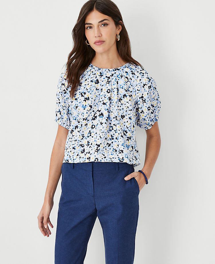 Ann Taylor Outlet |  Floral Pleat Neck Top