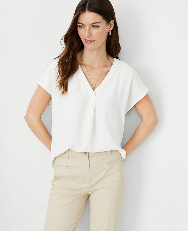 Ann Taylor Outlet |  Mixed Media Pleat Front Top
