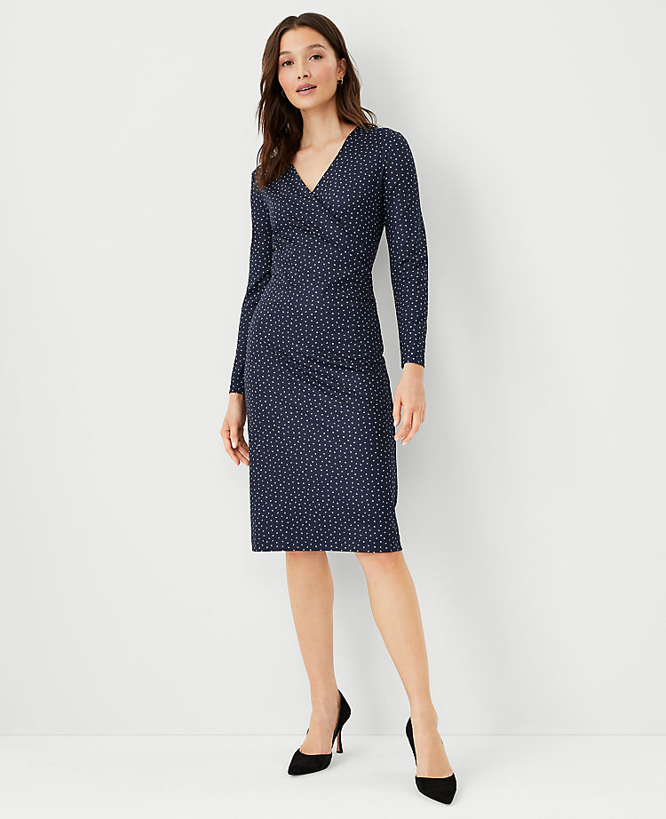 Ann Taylor Geo Refined Stretch Wrap Sheath Dress