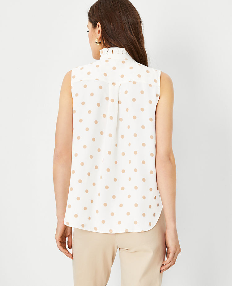 Ann Taylor Outlet |  Polka Dot Ruffle Pintucked Popover Shell
