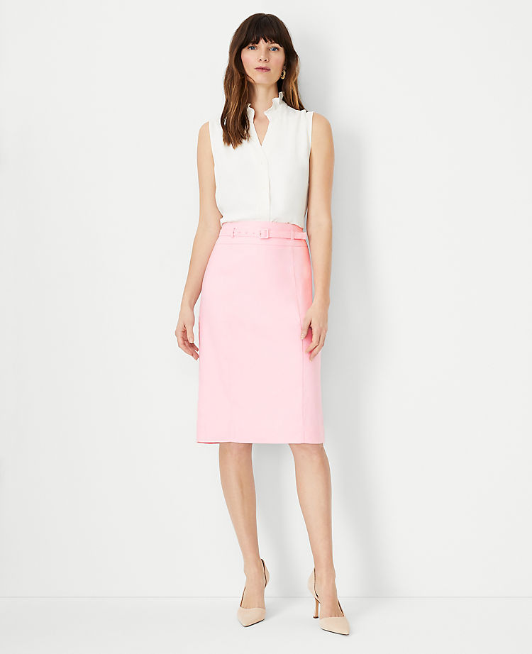 Ann Taylor Outlet |  The Belted Seamed Pencil Skirt in Linen Blend