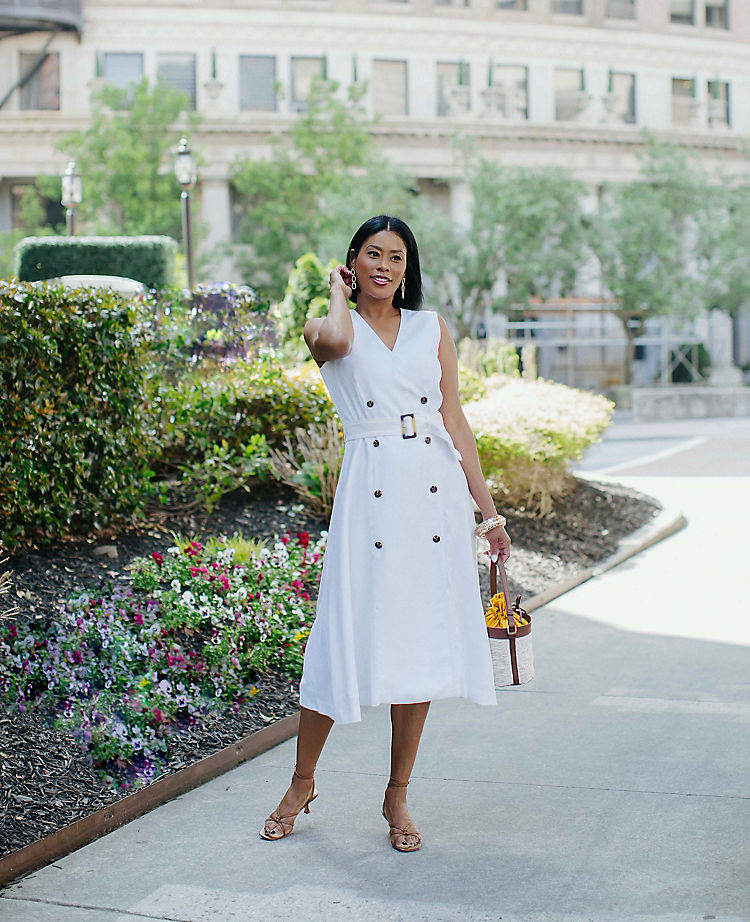 Ann Taylor Outlet |  Double Breasted Belted Flare Dress