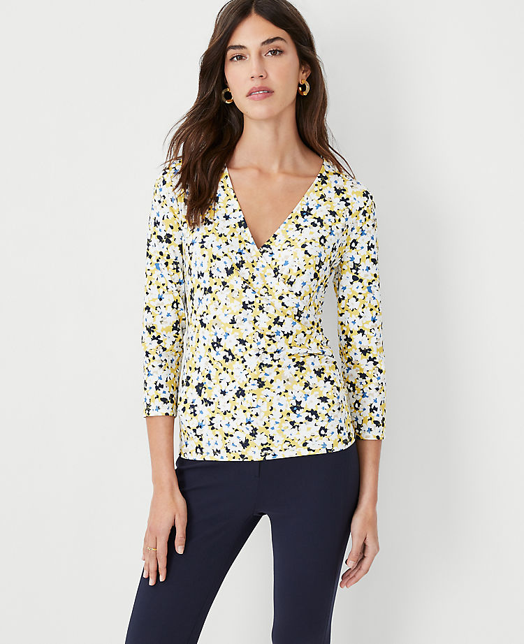 Ann Taylor Outlet |  Floral Refined Stretch Wrap Top