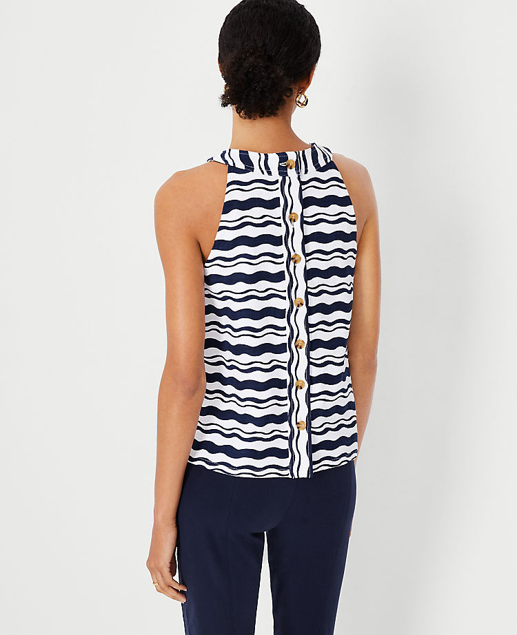 Wave Button Back Halter Top