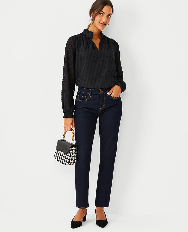 Ann Taylor Outlet |  Sculpting Pocket Mid Rise Taper Jeans in Rinse Wash
