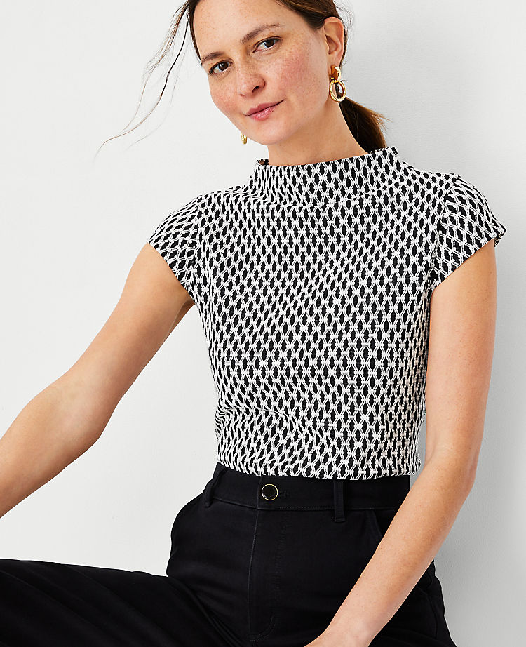 Ann Taylor Ottoman Mock Neck Top