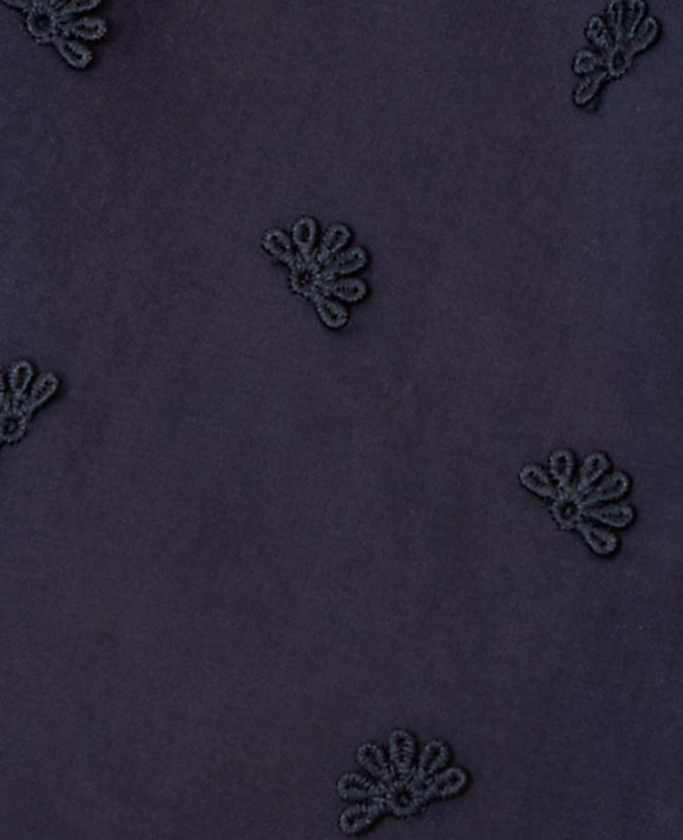 Embroidered Ruffle Button Top