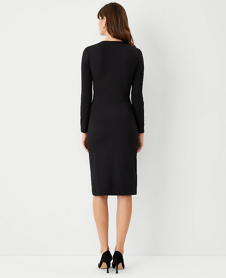 Refined Stretch Wrap Sheath Dress