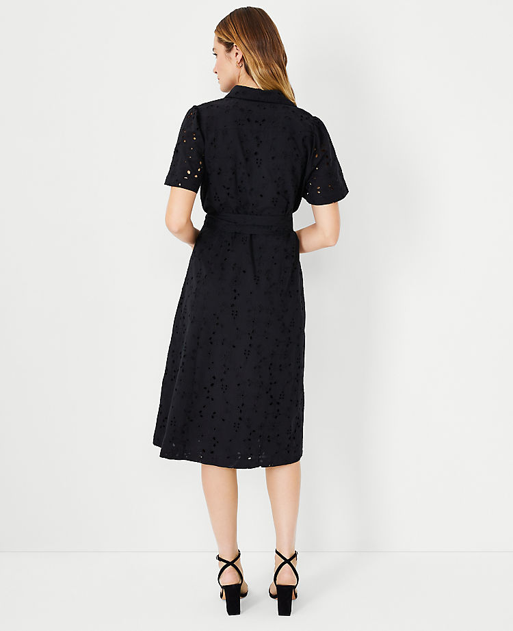 Eyelet Belted Shirtdress