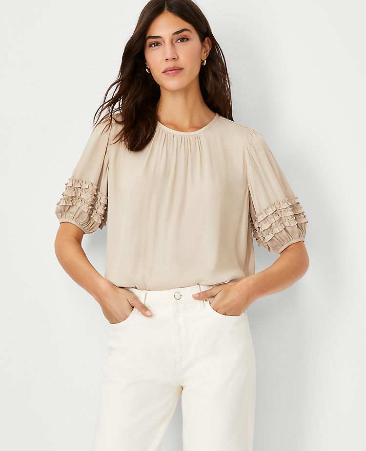 Ann Taylor Outlet |  Mini Ruffle Sleeve Top