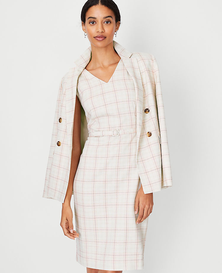 Ann Taylor Outlet |  The Belted V-Neck Sheath Dress in Plaid
