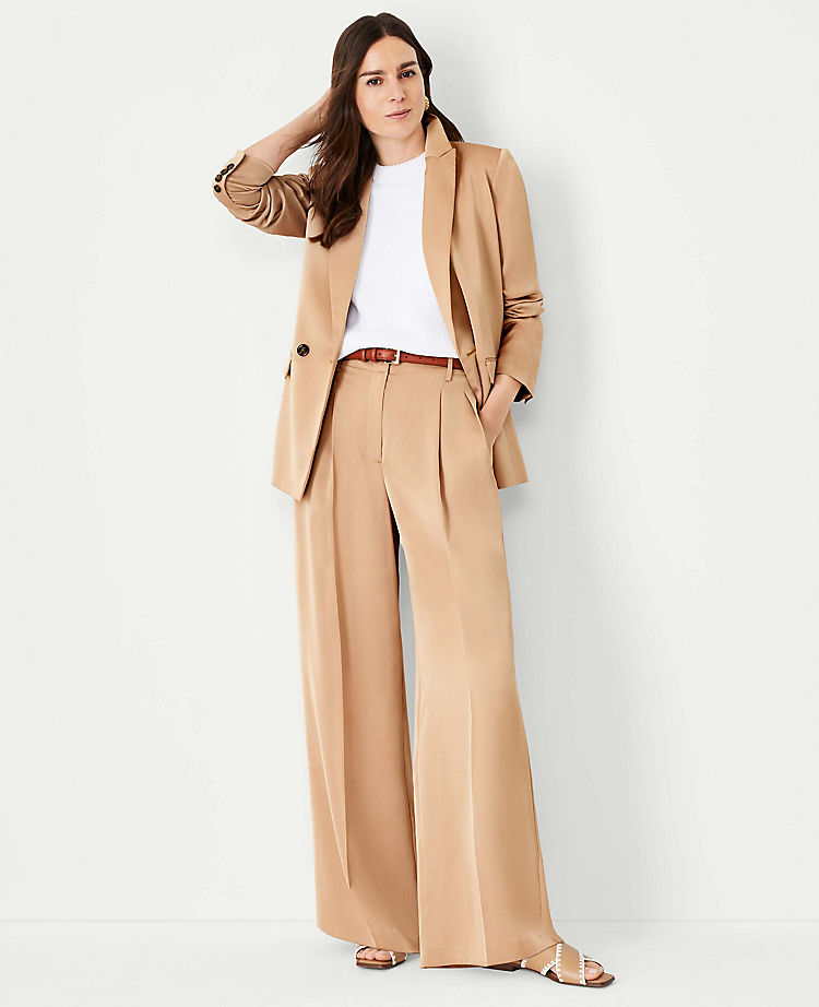 Ann Taylor Outlet |  The Relaxed Double Breasted Long Blazer in Satin