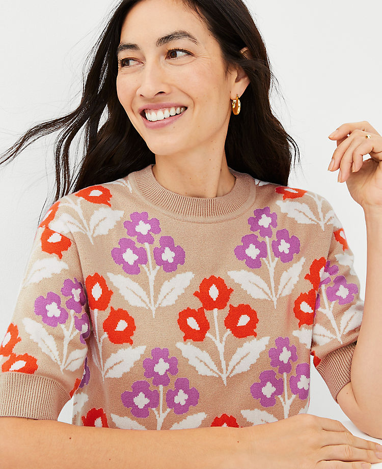 Ann Taylor Outlet |  Floral Elbow Sleeve Sweater