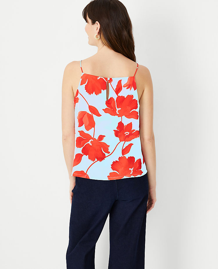 Floral Square Neck Strappy Tank Top