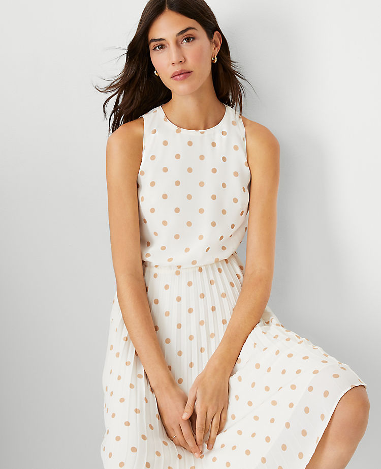 Ann Taylor Outlet |  Polka Dot Pleated Flare Dress