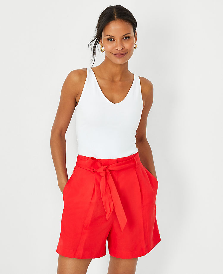 Ann Taylor Outlet |  The Tie Waist Pleated Short in Linen Blend