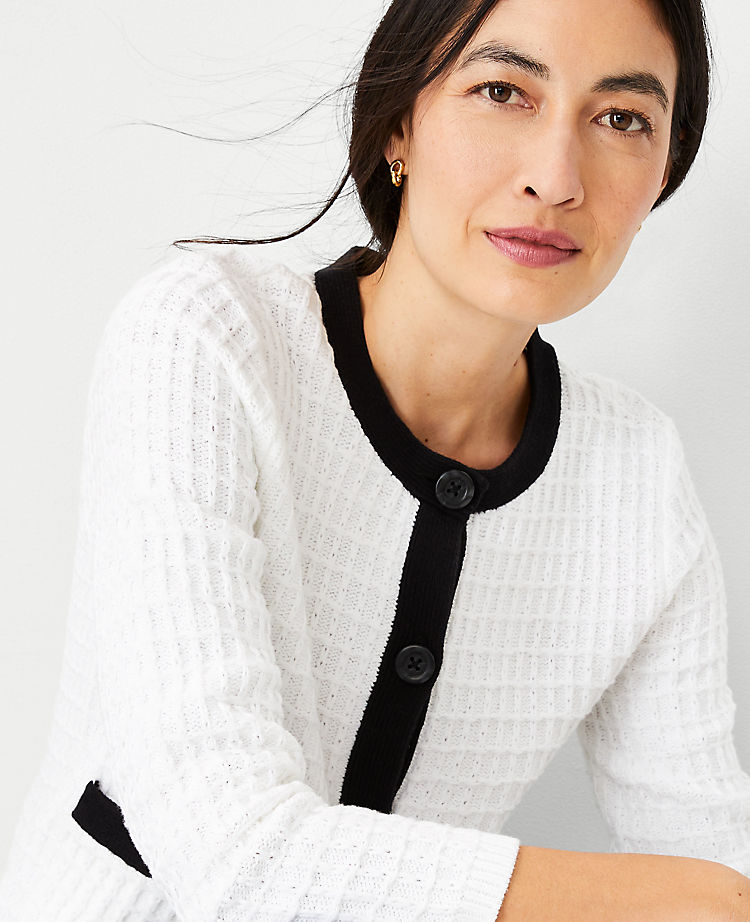 Ann Taylor Outlet |  Contrast Trim Tweedy Sweater Jacket