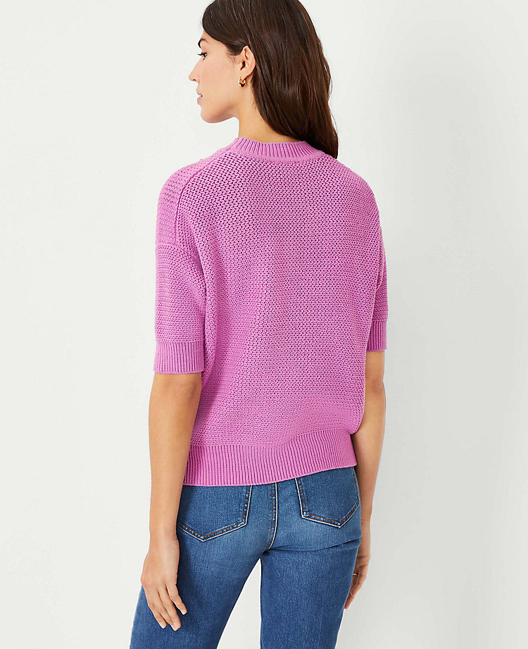Ann Taylor Outlet |  Geo Stitch Elbow Sleeve Sweater
