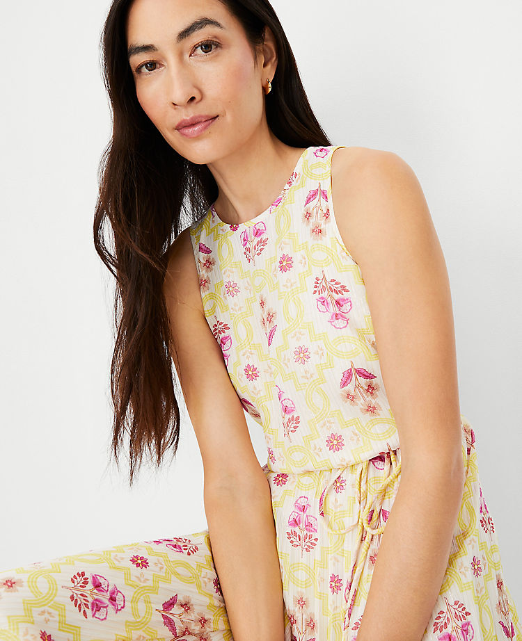 Ann Taylor Outlet |  Shimmer Tile Print Pleated Midi Dress