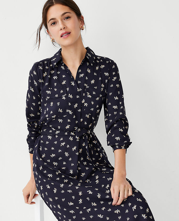 Floral Belted Pocket Shirtdress