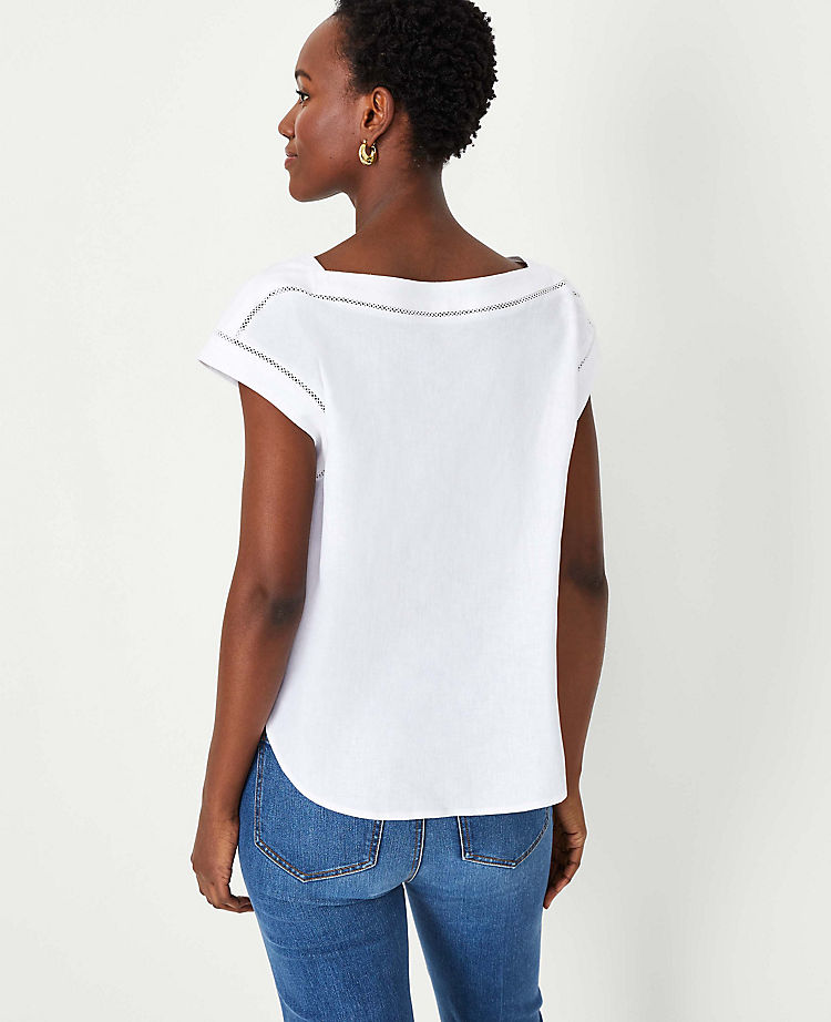 Linen Blend Boatneck Top