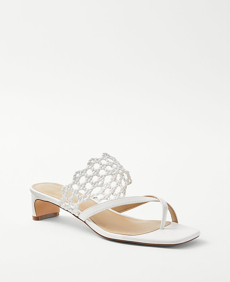 Woven Leather Blade Heel Sandals