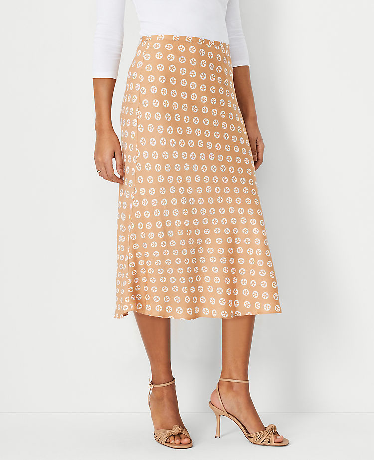 Floral Print Midi Slip Skirt