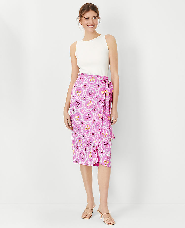 Ann Taylor Outlet |  Tile Print Sarong Pencil Skirt