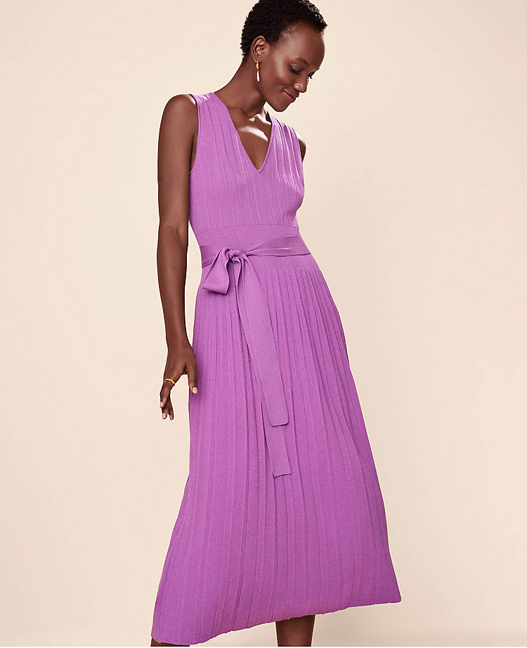 Belted V-Neck Sweater Dress