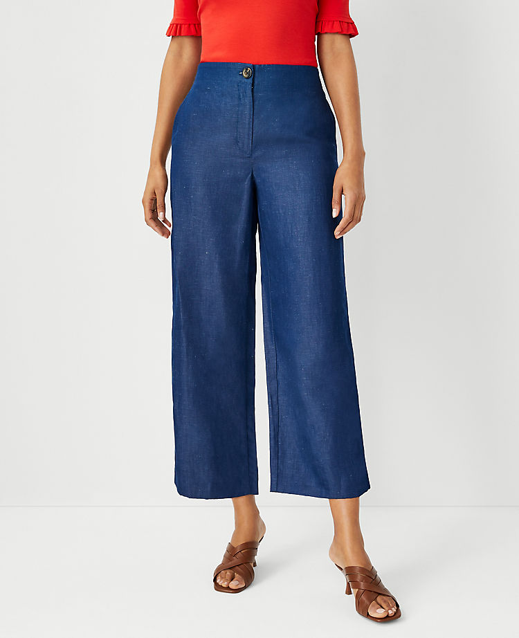 Ann Taylor Outlet |  The Kate Wide Leg Crop Pant in Chambray - Curvy Fit