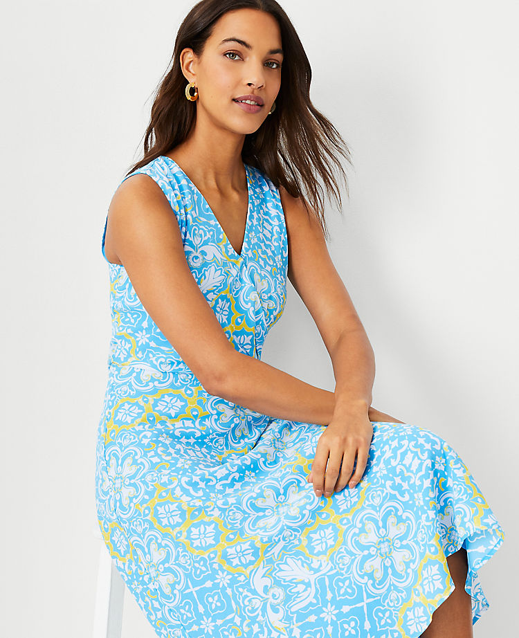 Ann Taylor Outlet |  Tile Print Wrap Flare Dress