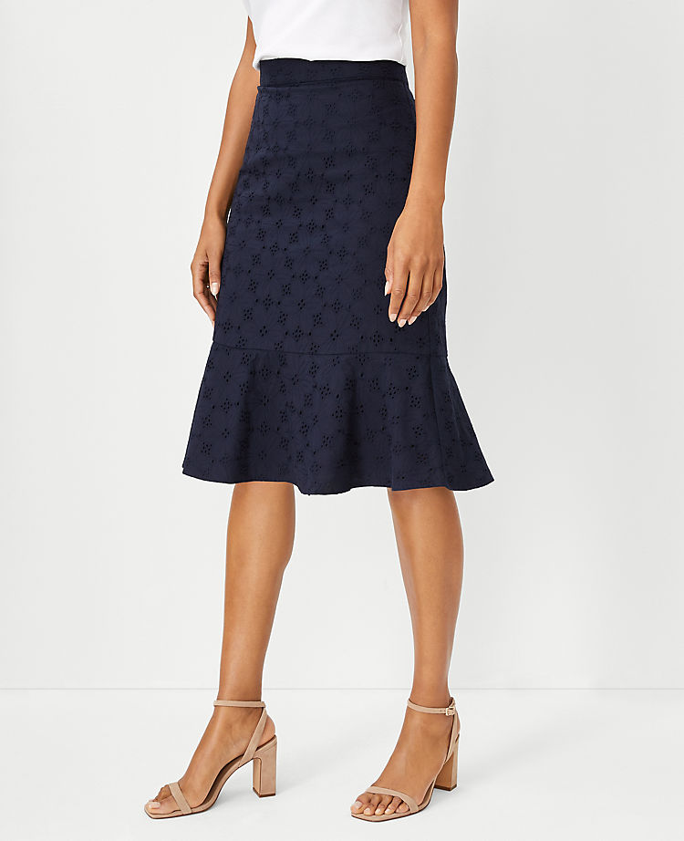 Ann Taylor Outlet |  Eyelet Flounce Pencil Skirt