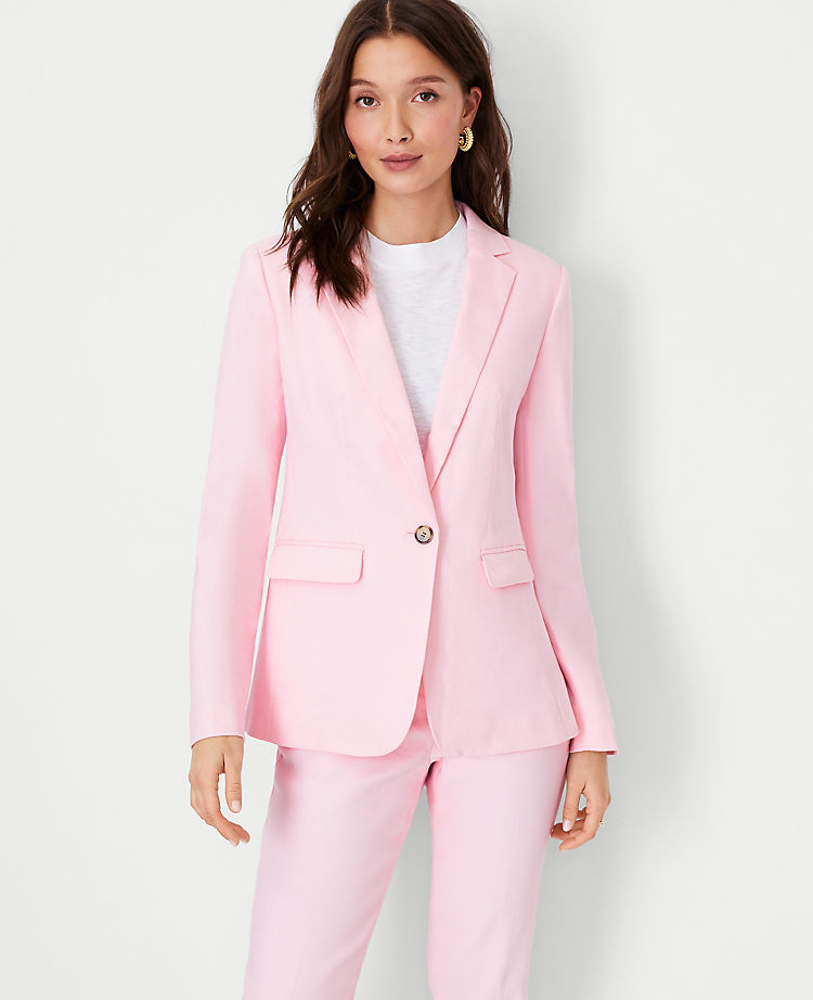 Ann Taylor Outlet |  The Notched One Button Blazer in Linen Blend