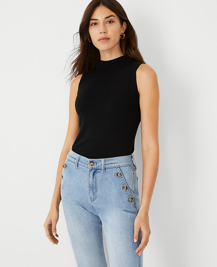 Ann Taylor Outlet |  Ribbed Mock Neck Sweater Shell