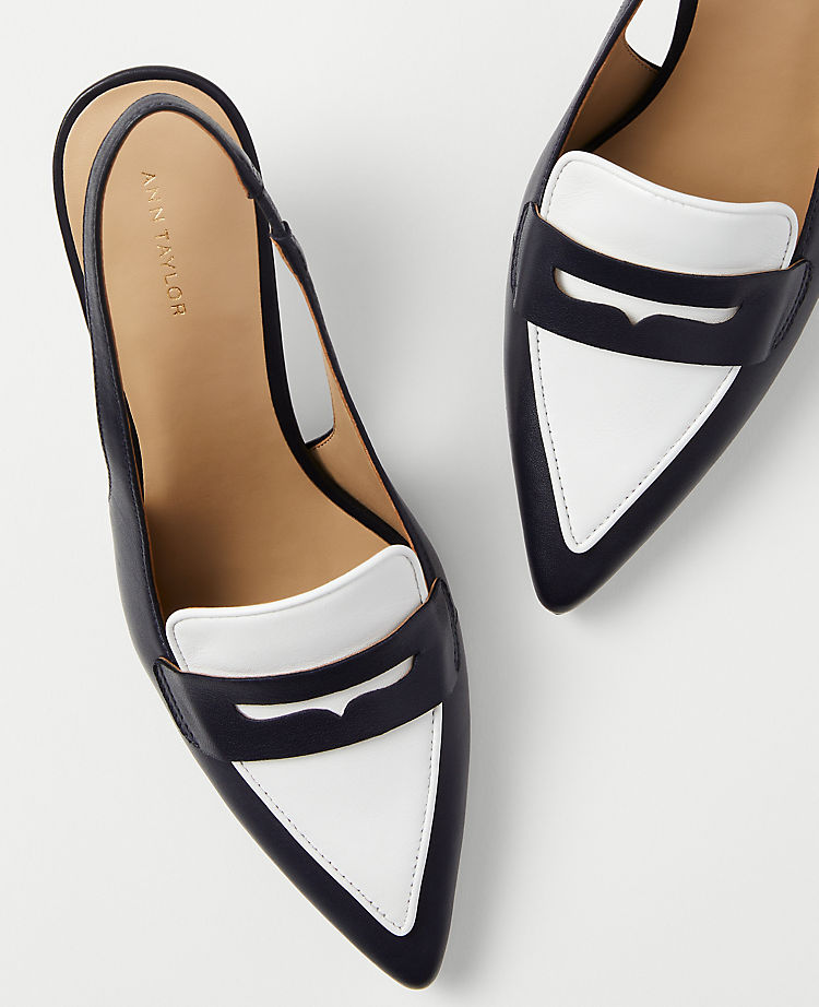 Penny Loafer Leather Slingback Pumps