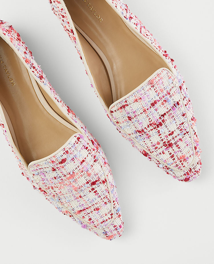 Multicolored Tweed Nip Toe Flats