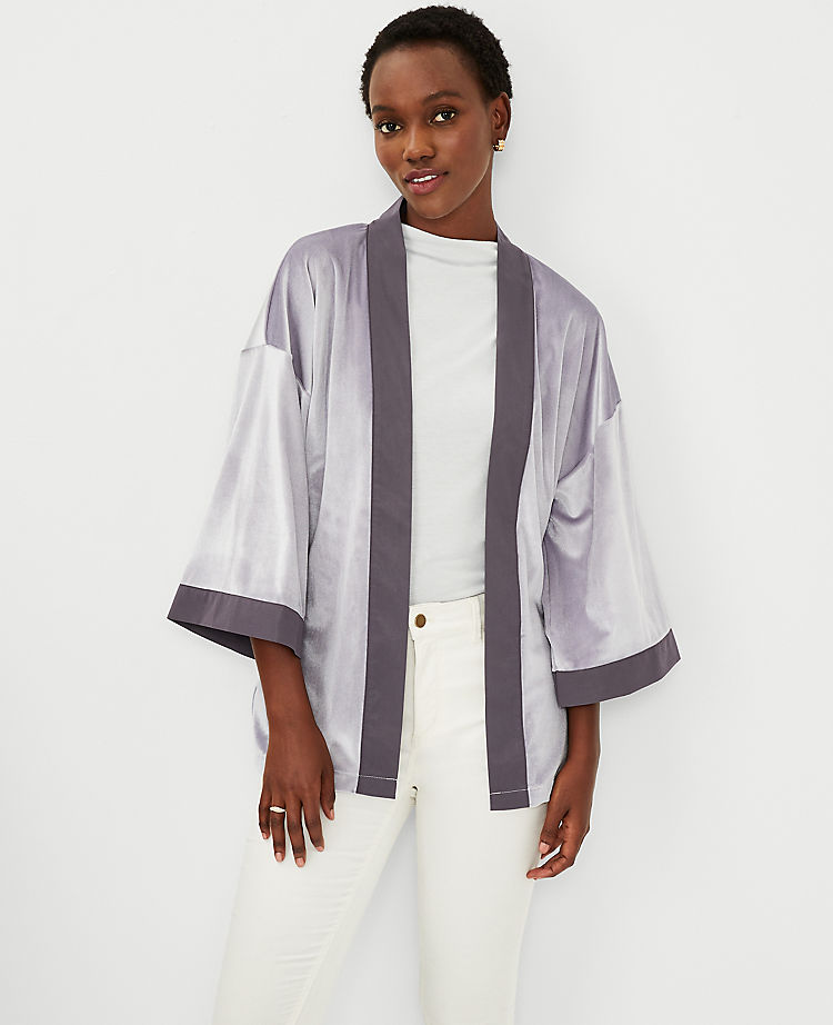 Velvet Tonal Trim Kimono