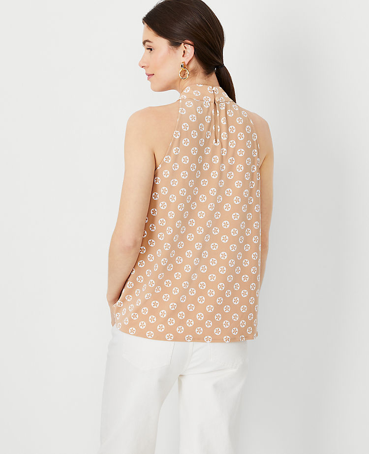 Floral Mixed Media Draped Halter Top