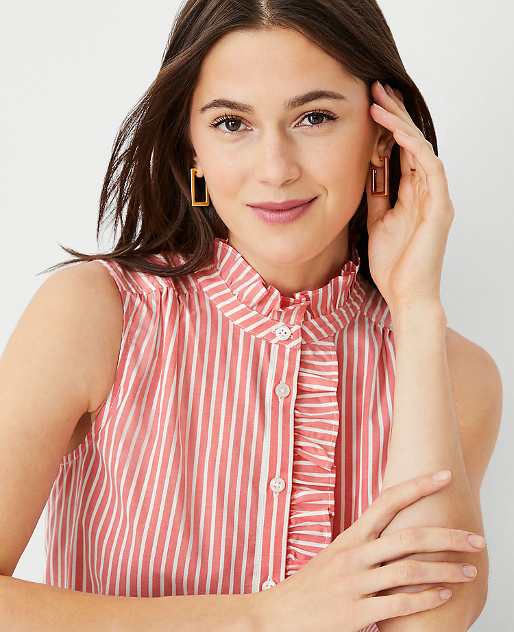 Ann Taylor Outlet |  Striped Ruffle Shell