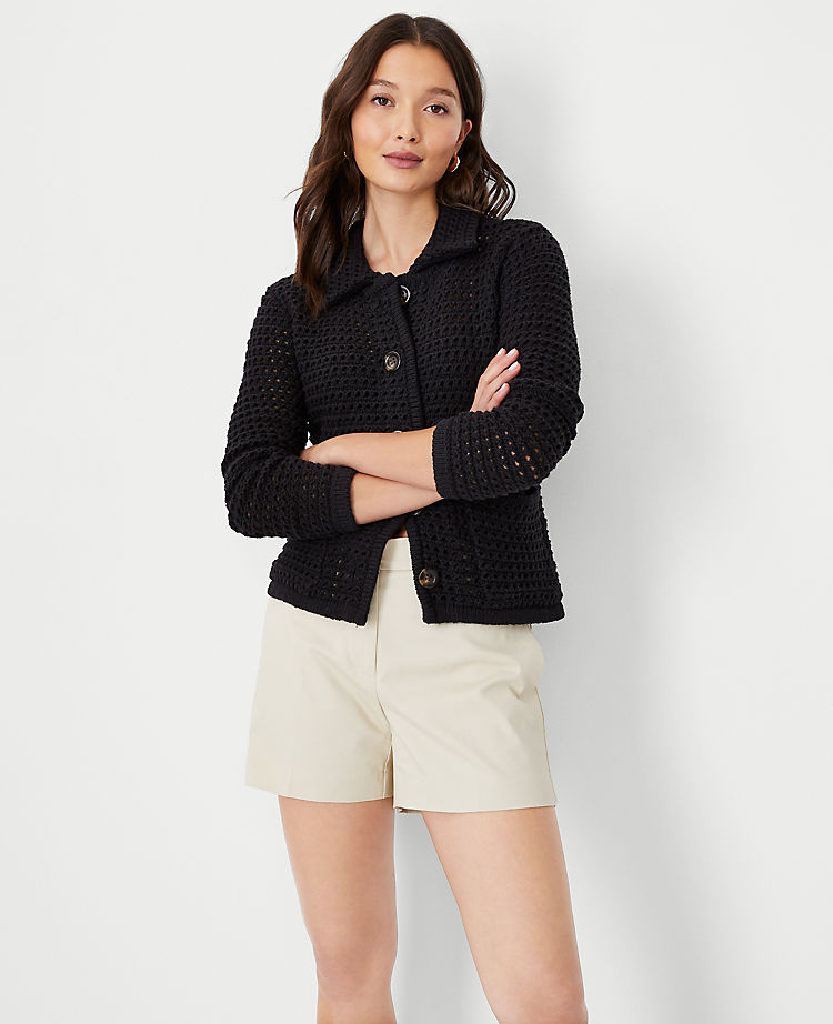 Ann Taylor Geo Stitch Sweater Jacket