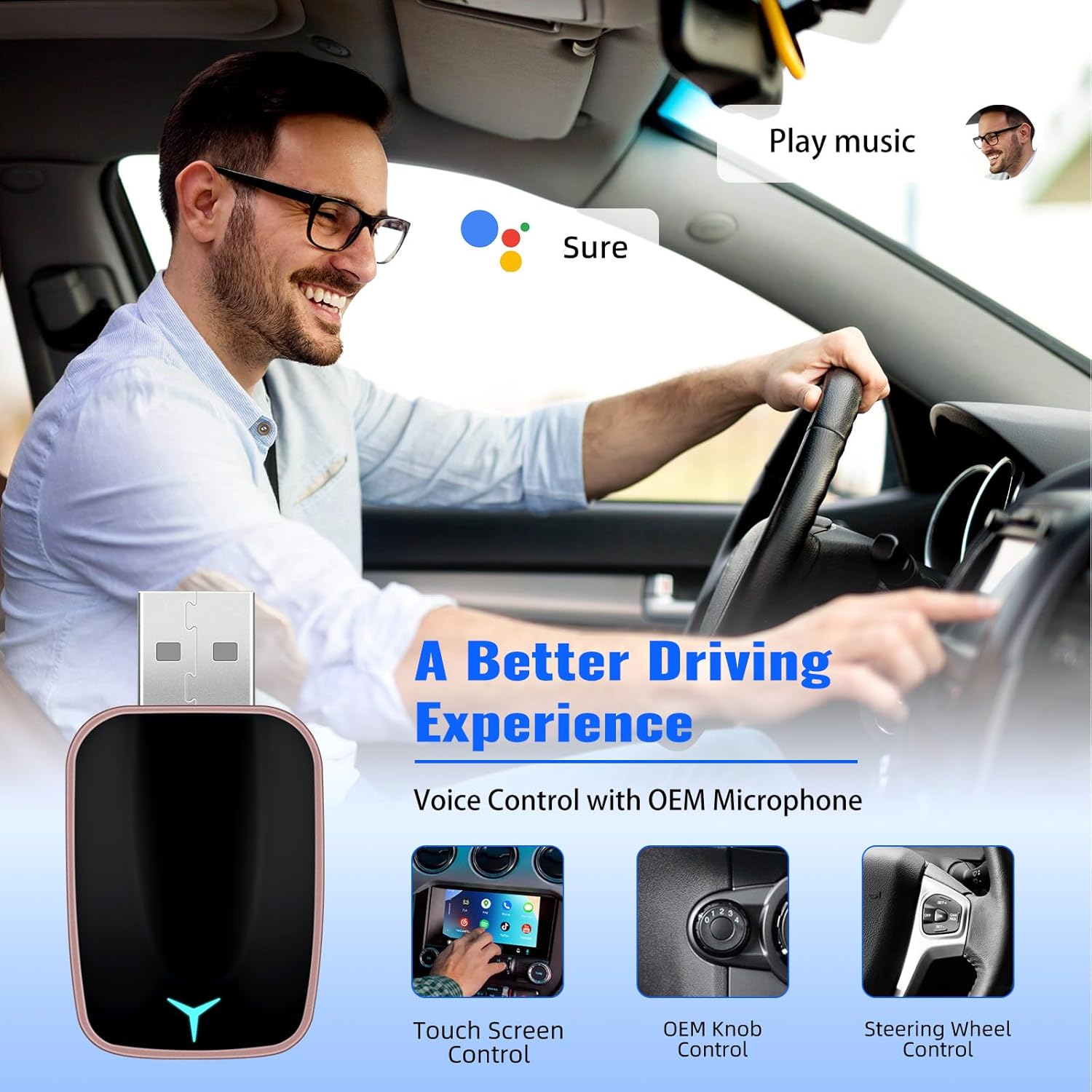 CAMECHO 2-in-1 Wireless CarPlay Android Auto Car Adapter, Wireless Apple Car Play Android Auto Dongle, CarPlay Adapter Converts Factory Wired to Wireless, Plug & Play, Fast Connect No Delay