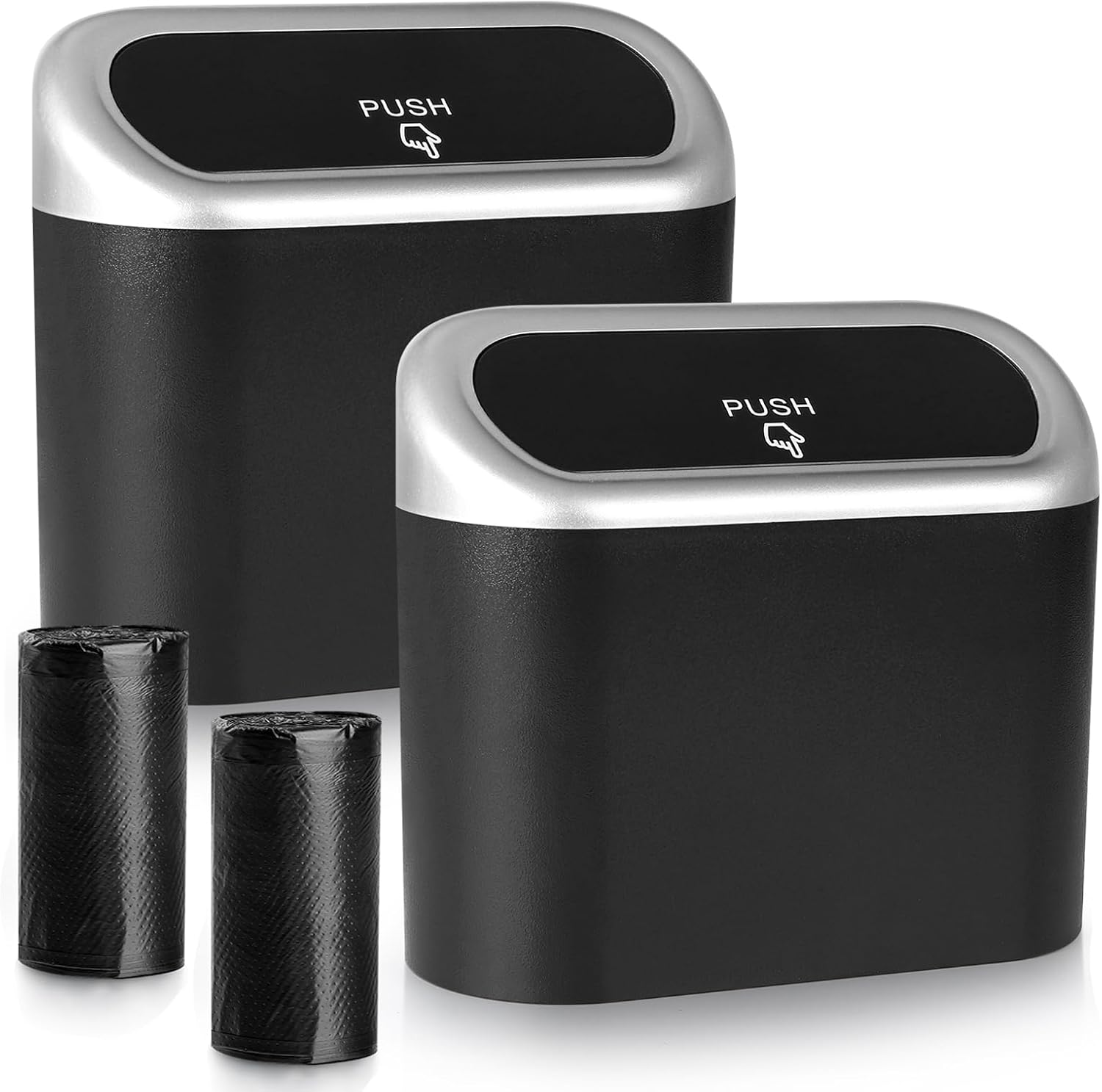 Accmor Car Trash Can with Lid, Mini Auto Dustbin Garbage Organizer with 30 Pcs Plastic Trash Bag, Automotive Garbage Container Bin for Vehicle, Home, Office