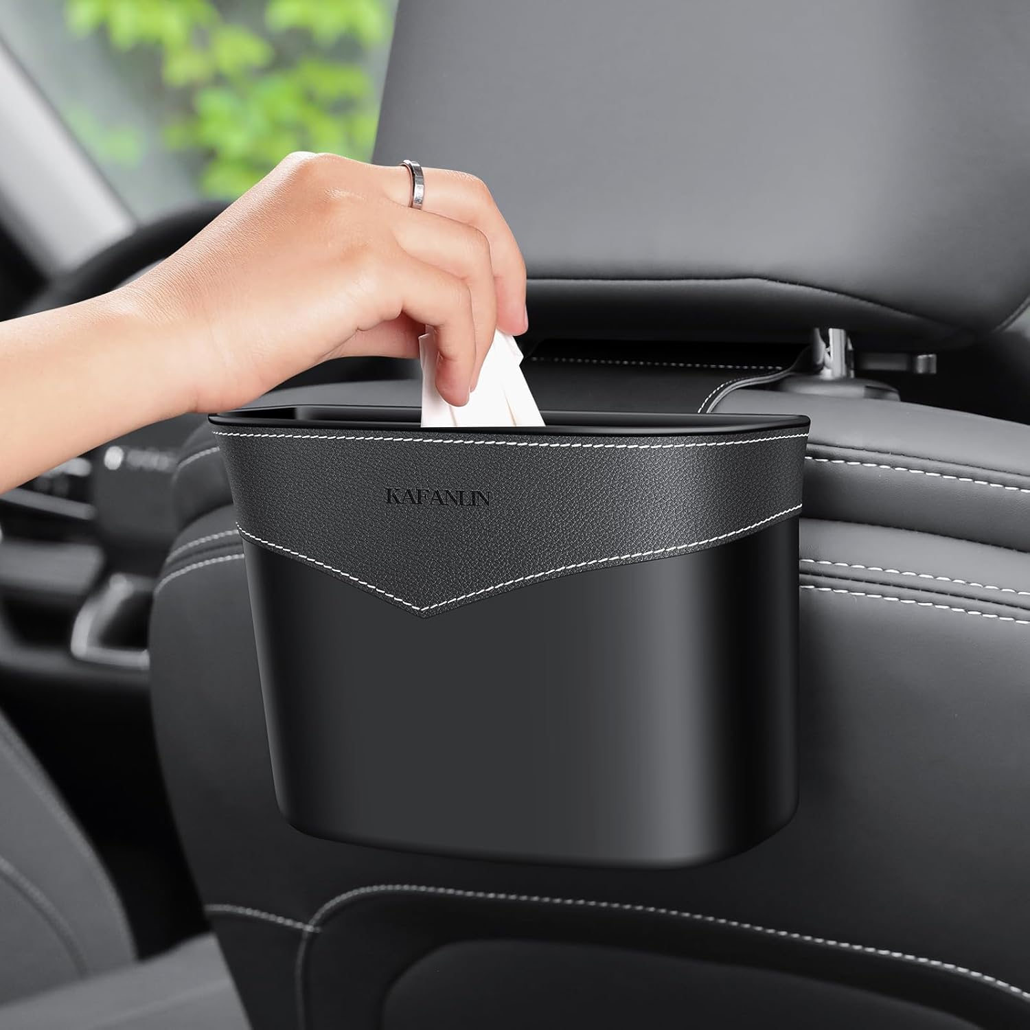 Car Trash Can Mini Trash Bin Garbage Organizer with Plastic Trash Bag Automotive Small Garbage Bin for Home Office Auto Vehicle Car Door Front Back Seat Storage Accessories (Glovebox trash can)