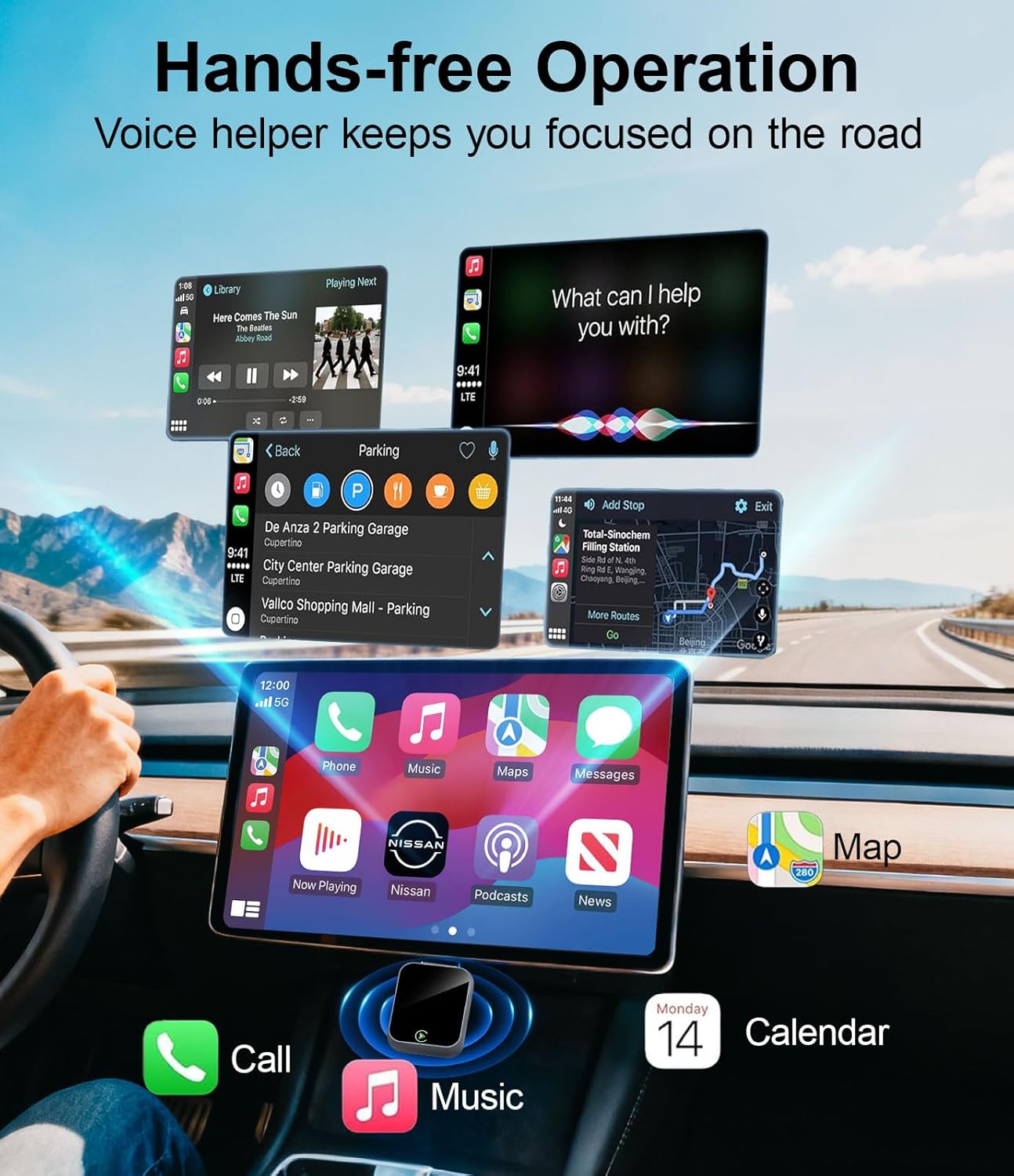 Enhanlife Wireless CarPlay Adapter for iPhone, Bluetooth & Wi-Fi, 3X Auto-Connect, No Latency, Apple CarPlay Compatible USB A/C,Plug and Play, Convert Factory Wired to Wireless Car Play Adapter