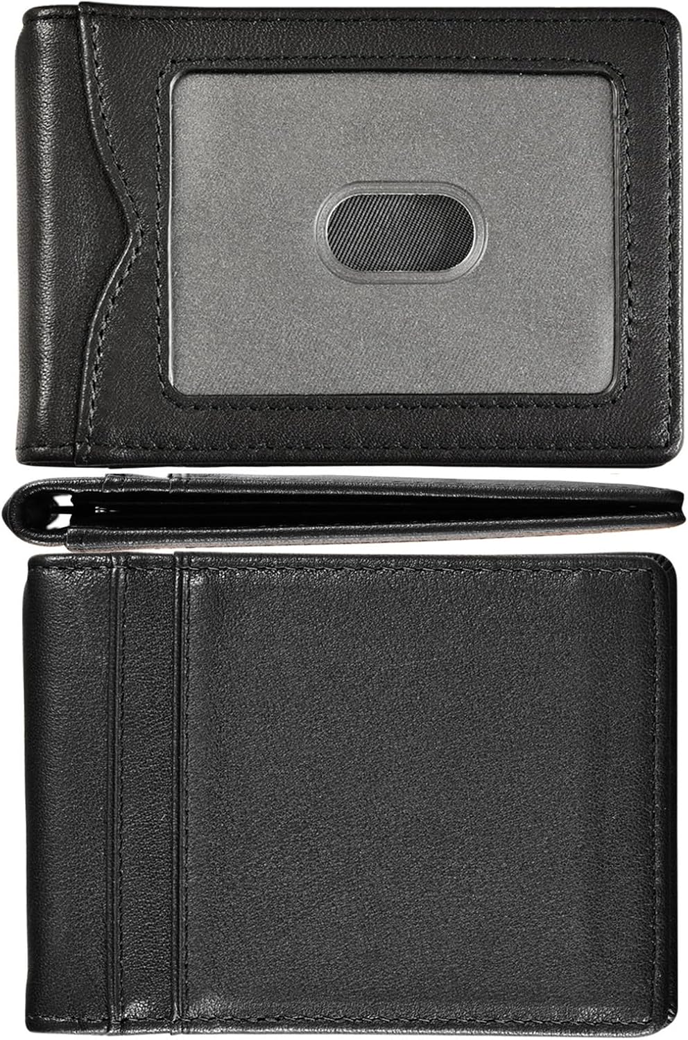 kinzd Slim Wallet with Money Clip RFID Blocking Minimalist Bifold Wallet for Men Genuine Leather Front Pocket Card Holder