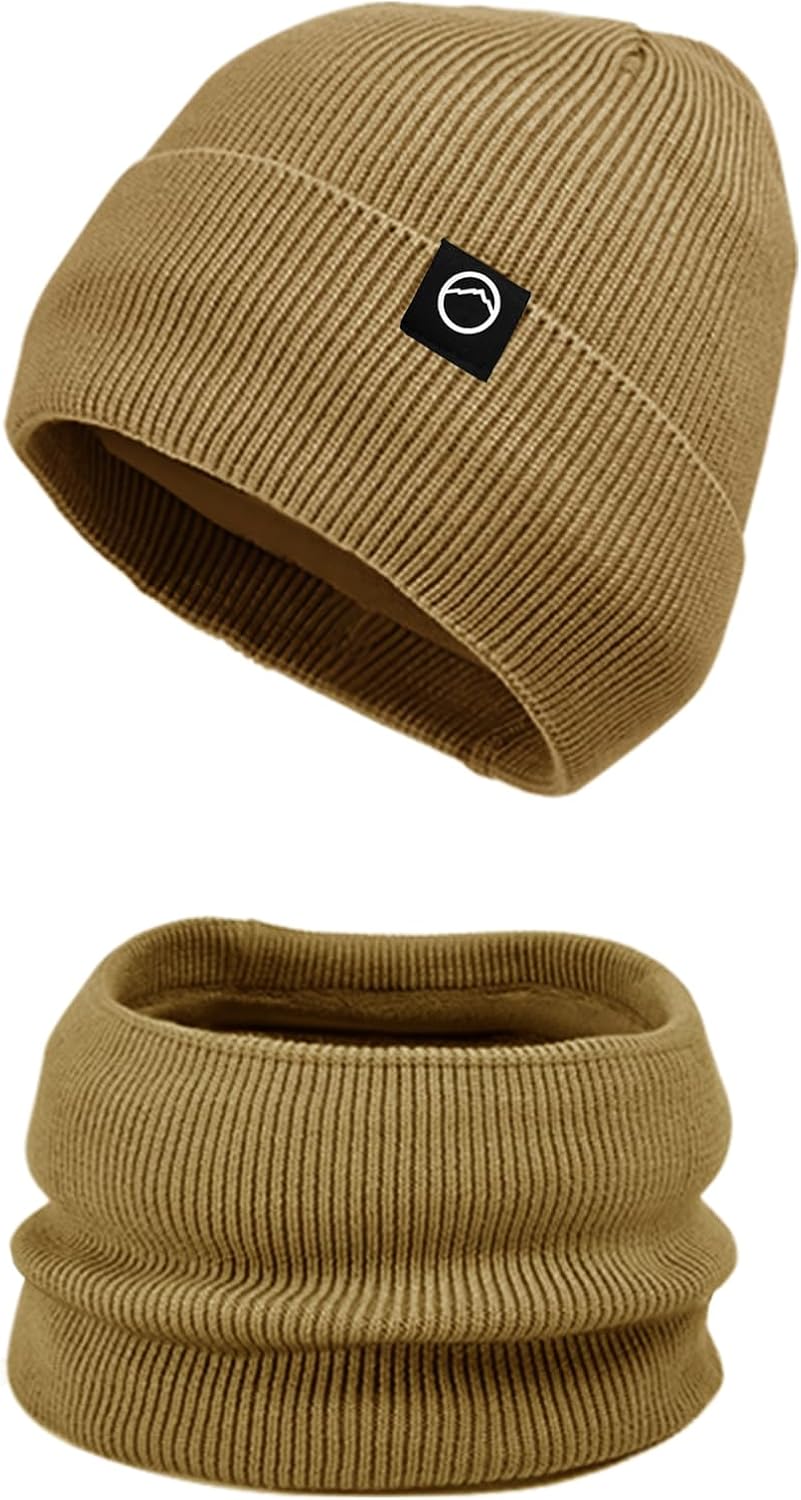 Winter Beanie Hat Scarf Set For Men Women,Skull Cap with Warm Fleece Lined Neck Warmer Set for cold weather