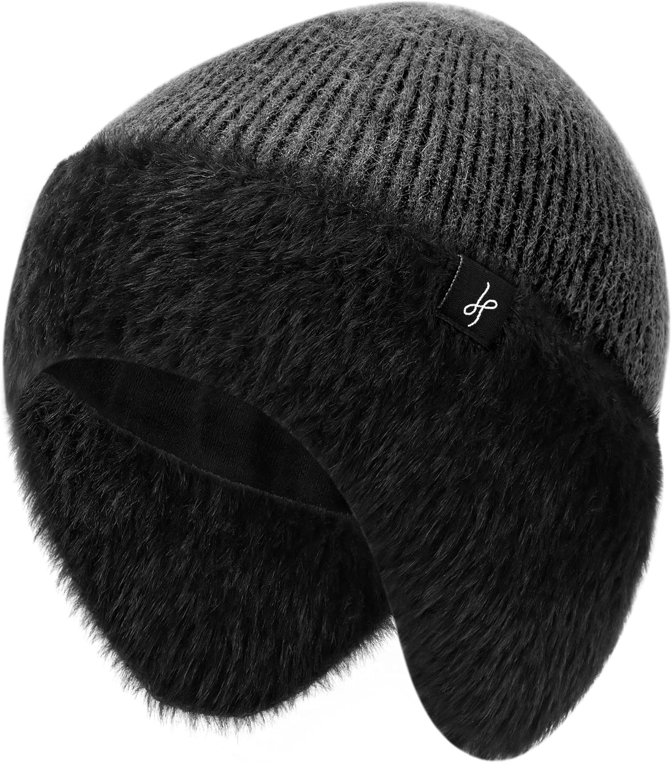 HAMUNI Winter Fleece-Lined Beanie with Earflaps, Warm Windproof Unisex Beanie Hat for Skiing, Hiking & Outdoor Winter Sports