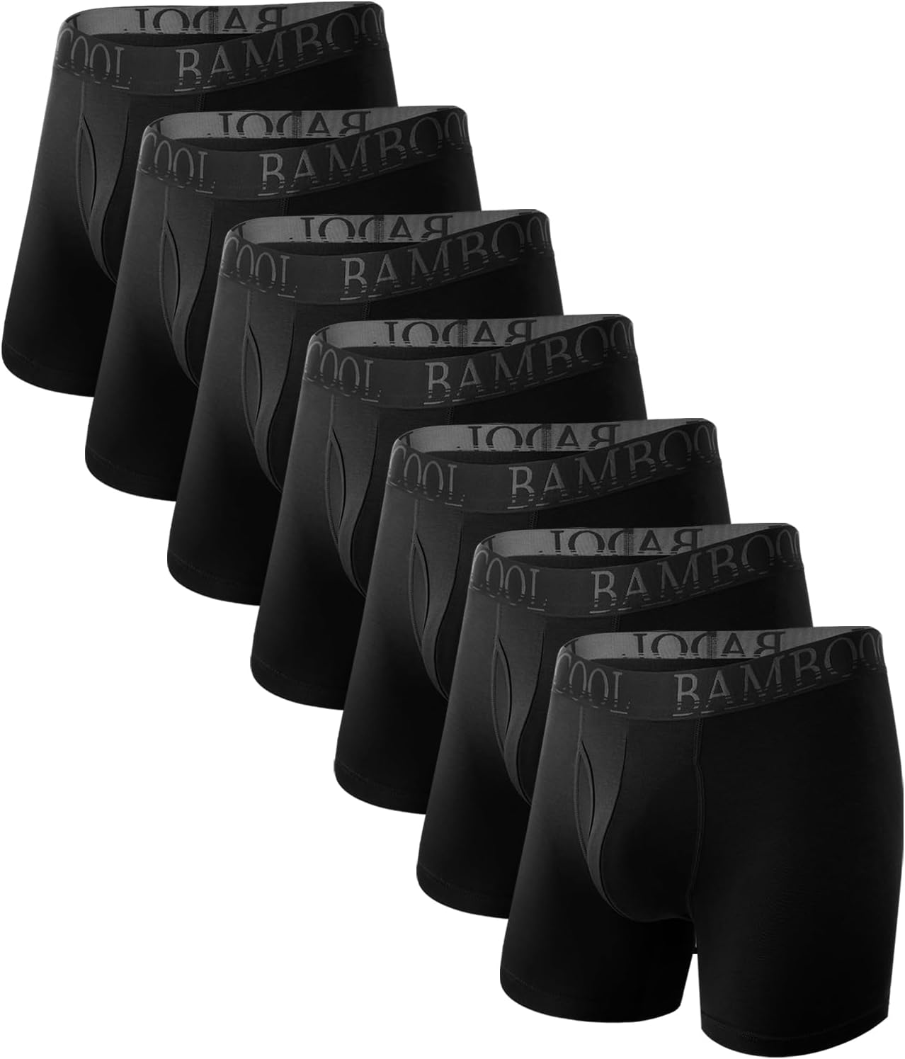 BAMBOO COOL Men's Underwear Boxer Briefs Fly with Built-in 3D Pouch Comfortable Cool Underwear for Men 4 Pack