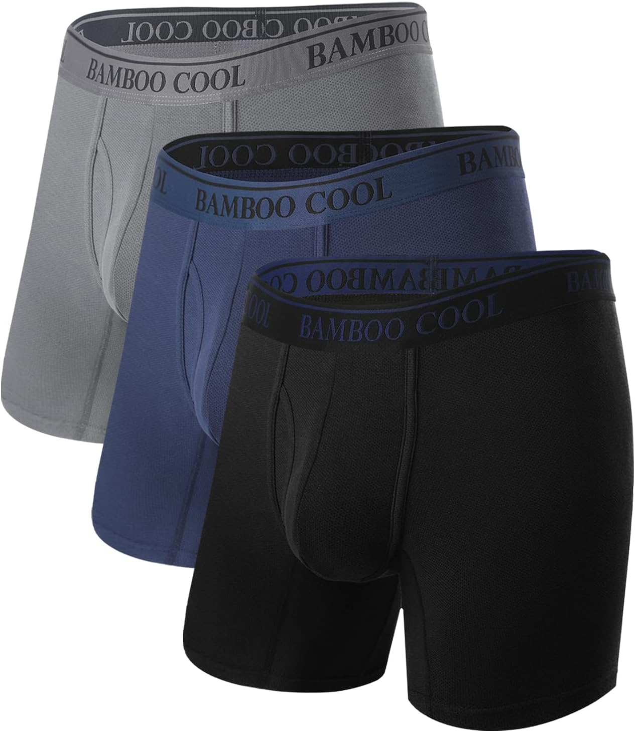 BAMBOO COOL Men's 360° Breathable Mesh Underwear Moisture-Wicking Boxer Briefs Cooling Performance,Multipack