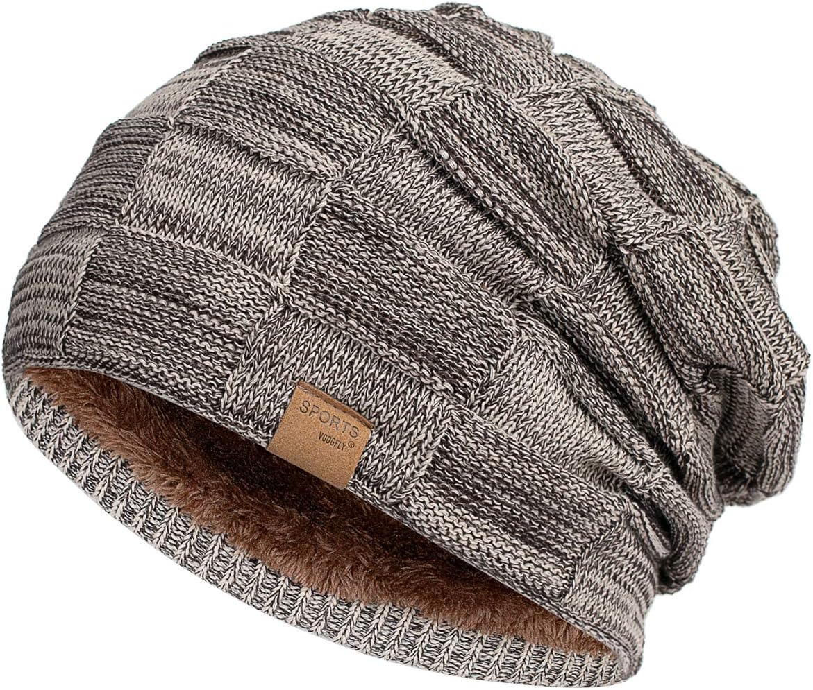 Vgogfly Slouchy Beanie for Men Winter Hats for Guys Cool Beanies Mens Lined Knit Warm Thick Skully Stocking Binie Hat